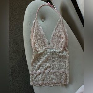 bebe Pink Lace Bralette Halter Camisole